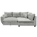 Coltar extensibil dreapta Lea Silver, 3 locuri, 248 x 87 x 176 cm, gri deschis silver