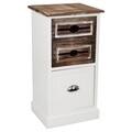 Comoda cu 3 sertare Creaciones Meng, 35x30x66.5 cm, lemn de paulownia/MDF, brown/white