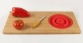 Tocator cu sita Red, Jocca, 29 x 59 x 1.8 cm, bambus/silicon natur/rosu
