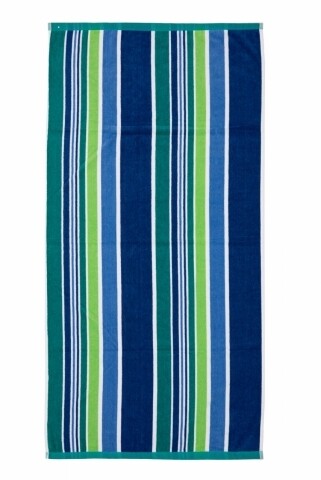 Prosop de plaja Stripe Turquoise, Heinner, 70 x 140 cm, 80% bumbac/ 20% poliester, multicolor