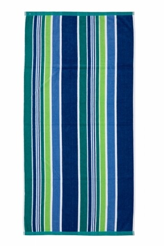 Prosop de plaja Stripe Turquoise, Heinner, 70 x 140 cm, 80% bumbac/ 20% poliester, multicolor