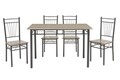 Set dining/bucatarie Roza Pakoworld, masa cu 4 scaune, 120x70x75 cm, MDF laminat/otel, gri mat