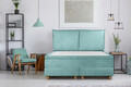 Pat matrimonial, Stockholm, Pillows E, 180x200 cm, saltea tip Pocket, topper memory, Mint