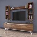 Comoda TV cu 3 rafturi de perete M5 - 827, Wren, 180 x 35 x 48.6 cm/90 cm/133 cm, walnut/white