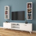 Comoda TV cu 2 rafturi de perete M6 - 241, Wren, 180 x 35 x 48.6 cm/90 cm, white