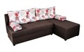 Coltar extensibil reversibil Modena Coffee Roses Flower 206x145x80 cm cu lada de depozitare