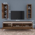 Comoda TV cu raft de perete si cabinet M14 - 838, Wren, 180 x 35 x 48.6 cm/90 cm, walnut/white