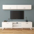 Comoda TV cu 2 rafturi de perete M19 - 267, Wren, 180 x 35 x 48.6 cm/90 cm, white