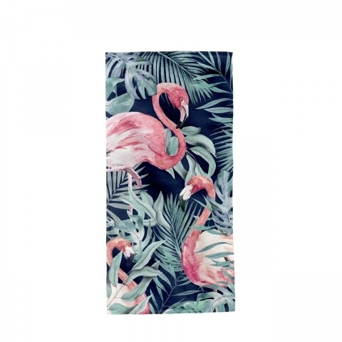 Prosop de plaja Flamingo, Aglika, 80 x 160 cm, 50% bumbac/ 50% poliester, multicolor