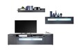 Mobilier living, New Vision, 1 x polita, 1 x comoda TV, 1 dulap suspendat, PAL/MDF, negru