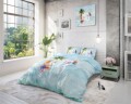 Lenjerie de pat dubla Pure Miami Summer Blue, Dreamhouse, 3 piese, 100% bumbac, multicolora