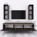 Comoda TV cu 2 rafturi de perete M6 - 1015, Wren, 180 x 35 x 48.6 cm/90 cm, black/walnut