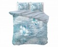 Lenjerie de pat dubla Pure Blossom 2 Turquoise, Sleeptime, 3 piese, 100% bumbac, turcoaz