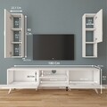 Comoda TV cu 2 cabinete M21 - 271, Wren, 180 x 35 x 48.6 cm/90 cm, white