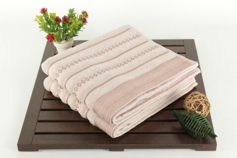 Set 2 prosoape de maini 50x90 cm, 100% bumbac, Saheser, Bombeli  Pink