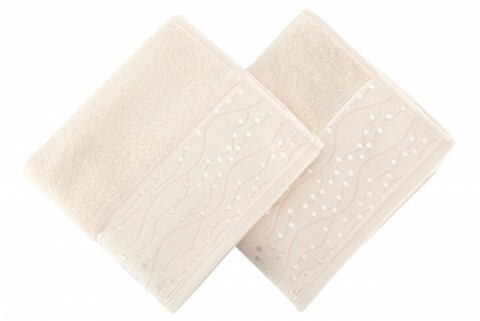 Set 2 prosoape de maini 50x90 cm, 100% bumbac, Soft Kiss,Tomurcuk  Beige