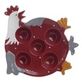 Platou pentru oua Red Hen, InArt, 20x19.6 cm, ceramica, rosu