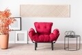 Fotoliu extensibil Nitta Single, Futon,135x70 cm,metal, maroon