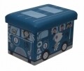 Taburet pliabil cu spatiu de depozitare Blue Bus, Heinner Home, 24.5 x 25 x 38 cm, PVC, albastru