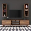 Comoda TV cu 2 rafturi de perete M6 - 242, Wren, 180 x 35 x 48.6 cm/90 cm, walnut