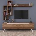 Comoda TV cu 3 rafturi de perete M16 - 833, Wren, 180 x 35 x 48.6 cm/90 cm/133 cm, walnut/white