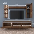 Comoda TV cu 2 rafturi de perete si cabinet M20 - 841, Wren, 180 x 35 x 48.6 cm/90 cm/133 cm, walnut/white