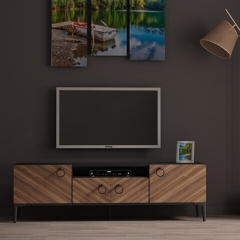 Comoda TV ELEGANTE, Gauge Concept, 150x31x45 cm, PAL, aluna/negru