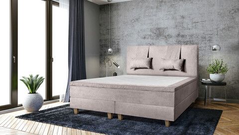 Pat matrimonial, Stockholm, Classic E, 180x200 cm, saltea tip Pocket, topper memory, Taupe