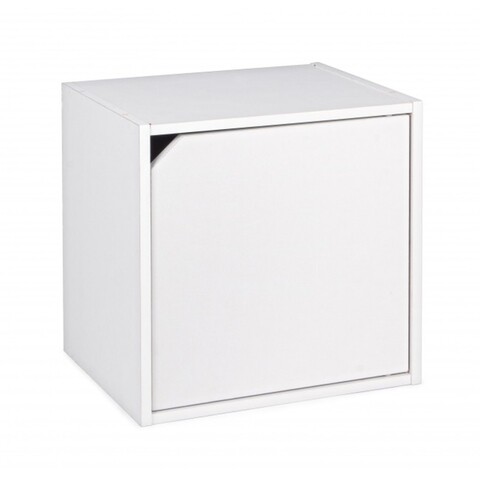 Raft modular cu usa, Composite Cube, Bizzotto, 35x29.5x35 cm, MDF laminat, alb