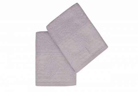 Set 2 prosoape de maini 50x90 cm, 100% bumbac, Soft Kiss, Buket  Lilac