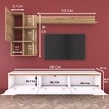 Comoda TV cu 2 rafturi de perete si cabinet M33 - 419, Wren, 180 x 35 x 48.6 cm/90 cm/133 cm, white/walnut