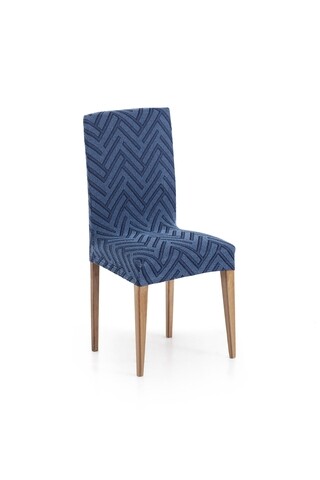 Set 2 huse scaun elastice bi-stretch, Argos, inaltime spatar pana la 55 cm, albastru C/3