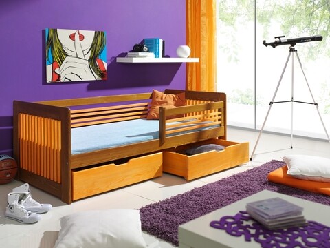 Pat pentru camera copilului Klara, Meblobed, cu 2 sertare, 80x180 cm, lemn de pin