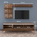 Comoda TV cu 3 rafturi de perete M41 - 849, Wren, 180 x 35 x 48.6 cm/90 cm/133 cm, walnut/white