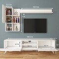 Comoda TV cu 2 rafturi de perete si cabinet M33 - 293, Wren, 180 x 35 x 48.6 cm/90 cm/133 cm, white