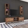 Comoda TV cu 2 rafturi de perete M6 - 242, Wren, 180 x 35 x 48.6 cm/90 cm, walnut