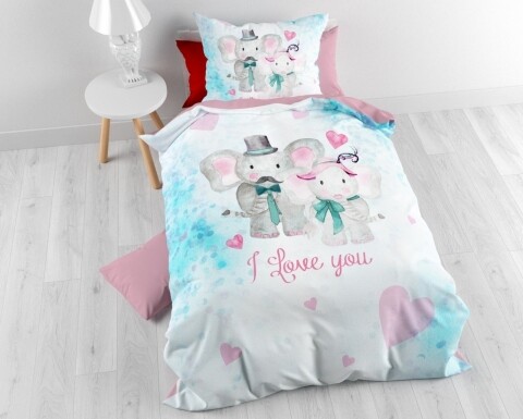 Lenjerie de pat pentru o persoana, Baby Love Multi, Royal Textile, 2 piese, 140 x 200 cm, 100% bumbac, multicolora