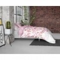 Lenjerie de pat dubla Sweet Flowers Pink, Royal Textile, 3 piese, 200 x 220 cm, 100% bumbac flanel, alb/roz