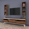 Comoda TV cu 2 rafturi de perete M6 - 828, Wren, 180 x 35 x 48.6 cm/90 cm, walnut/white