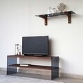 Comoda TV cu raft de perete Neostill TV101, 120 x 45 cm/85 x 25 cm, walnut