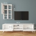 Comoda TV cu raft de perete si cabinet M38 - 304, Wren, 180 x 35 x 48.6 cm/90 cm, white