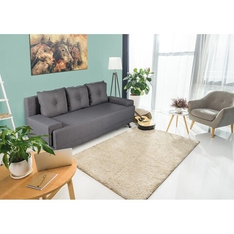 Canapea extensibila Roma Lux Grey 205x90x86 cm + lada de depozitare, gri