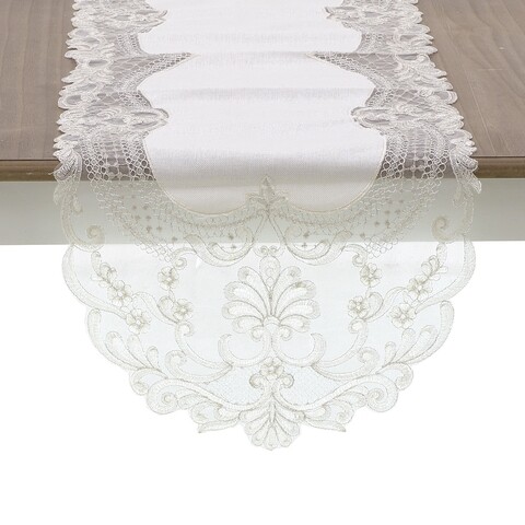 Traversa de masa InArt Lace Grace, 40x100 cm, poliester, crem