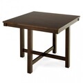Set dining, Masa + 4 scaune, Waly, 90 x 90 x 74 cm, lemn/piele ecologica, maro
