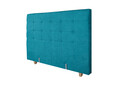 Pat matrimonial, Stockholm, Dots E, 140x200 cm, saltea tip Pocket, topper memory, Albastru turcoaz