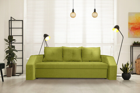 Canapea extensibila Marbella 230x93x77 cm, cu lada de depozitare, verde