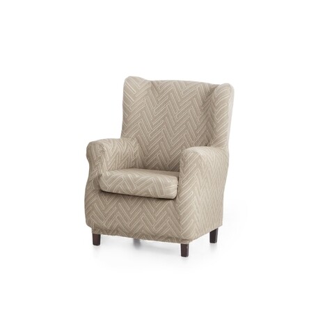 Husa fotoliu elastica bi-stretch, Argos, wing chair, bej in C/11