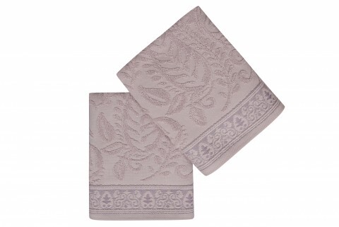 Set 2 prosoape de maini 50x90 cm, 100% bumbac, Soft Kiss, Noktalı Şal  Lilac