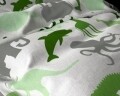 Lenjerie de pat pentu o persoana, Small Dino Green, Royal Textile, 2 piese, 140 x 200 cm, 100% bumbac flanel, alb/verde