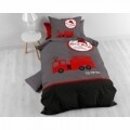 Lenjerie de pat pentru o persoana, Pure Fireman Tatu Red, Sleeptime, 2 piese, 100% bumbac, multicolora
